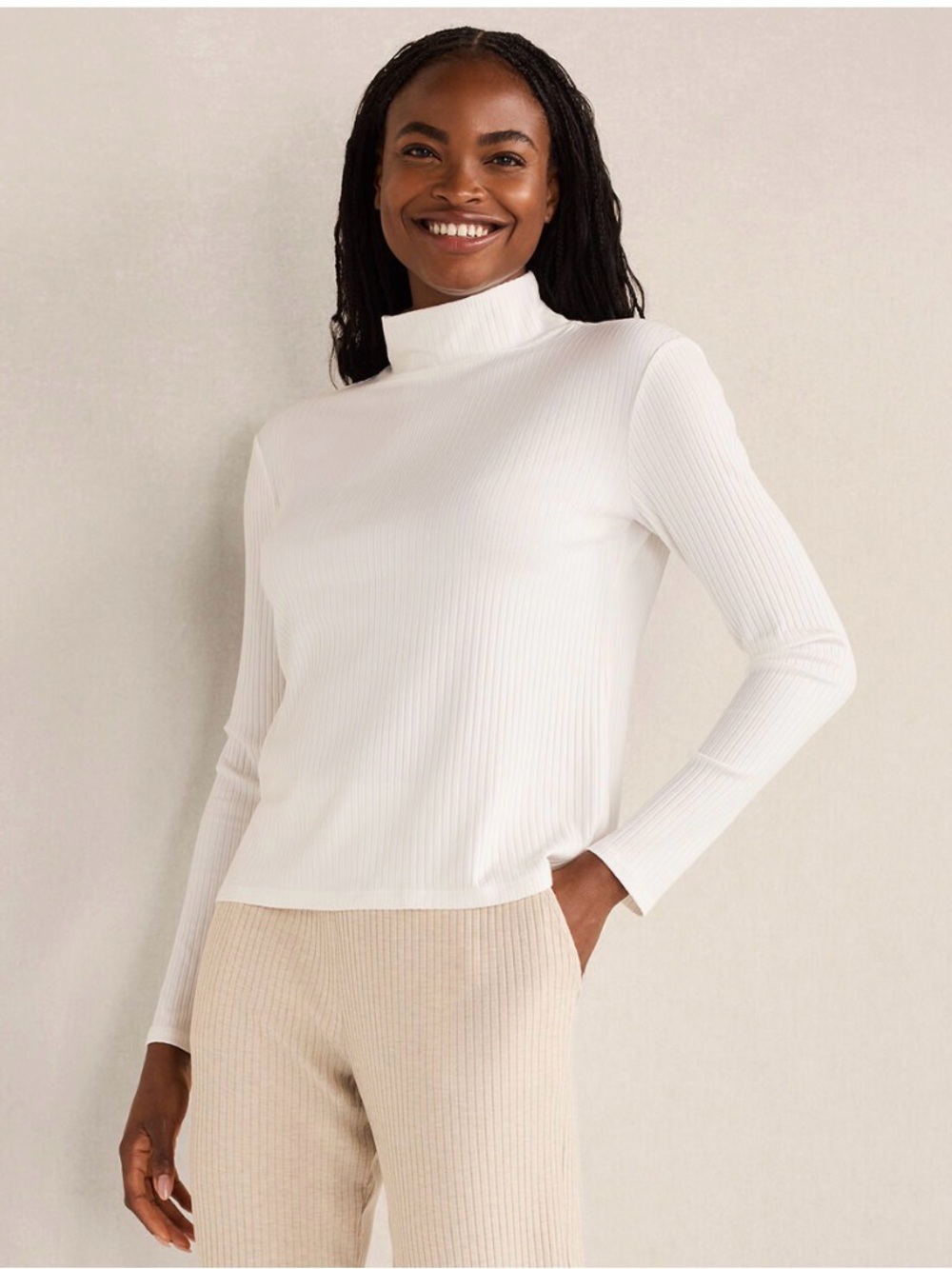 Haven Well Within Ivory Resti Drapey Rib Knit Turtleneck Women’s XXL